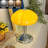 Bauhaus Style Mushroom Table Lamp With Dimmable LED Light And Orange Glass Shade, Mid Century Modern Night Light For Bedroom Living Room And Dining Room Decor