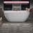 60" Acrylic Freestanding Bathtub, Oval Deep Soaking Bathtub with Center Pop-up Drain & Integrated Overflow, Contemporary Stand Alone Bath Tub for Bathroom Spa or Home Upgrade, Glossy White