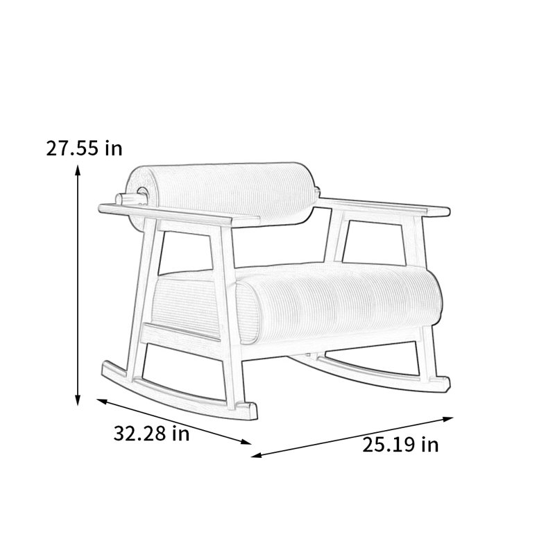 Chaise berçante antique avec accoudoirs rétro, Blanc cassé