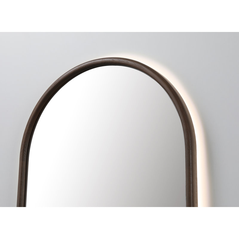 Zen LED Mirror, 39.37" x 23.62", Chestnut, Oval