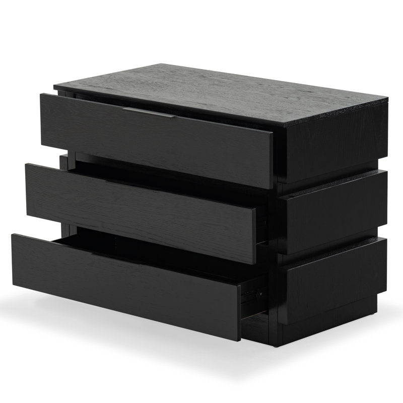 Titus 3 Drawer Stacked Chest, Black