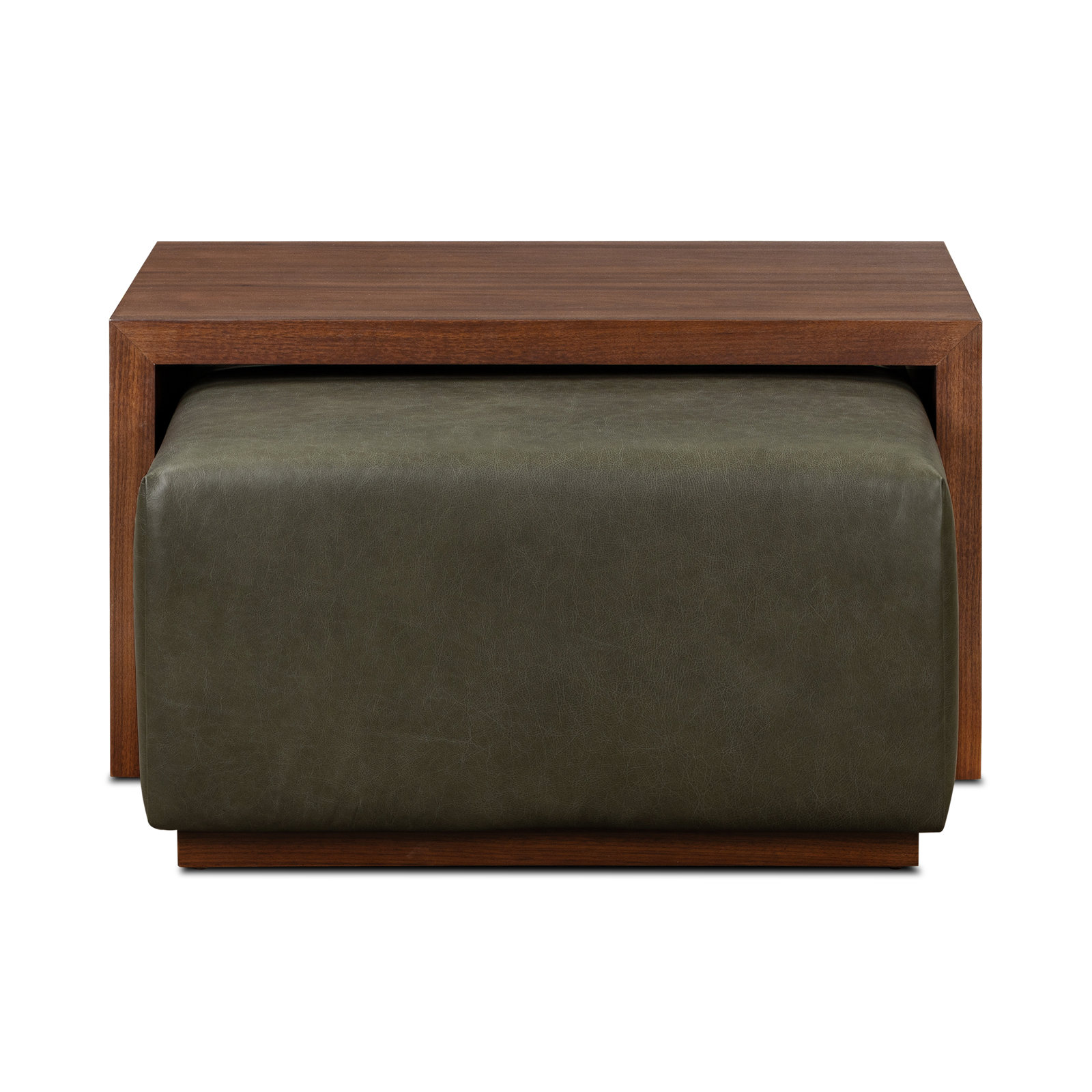 47" Genuine Leather Ottoman, Olivine Green