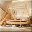 Lit plateforme double avec escalier-131006942