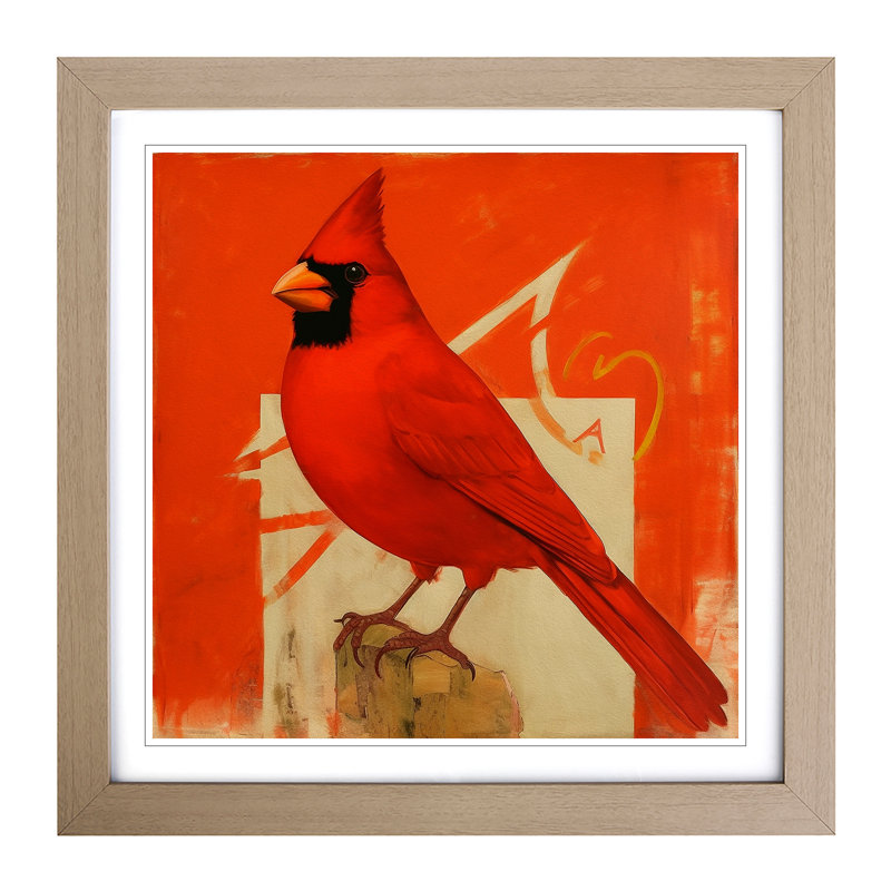 Cardinal Bird Soviet Art - Framed Print