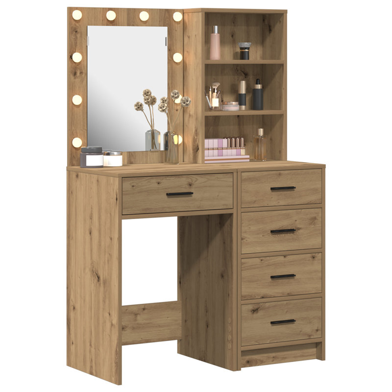 Dressing Table with Mirror, Artisan Oak