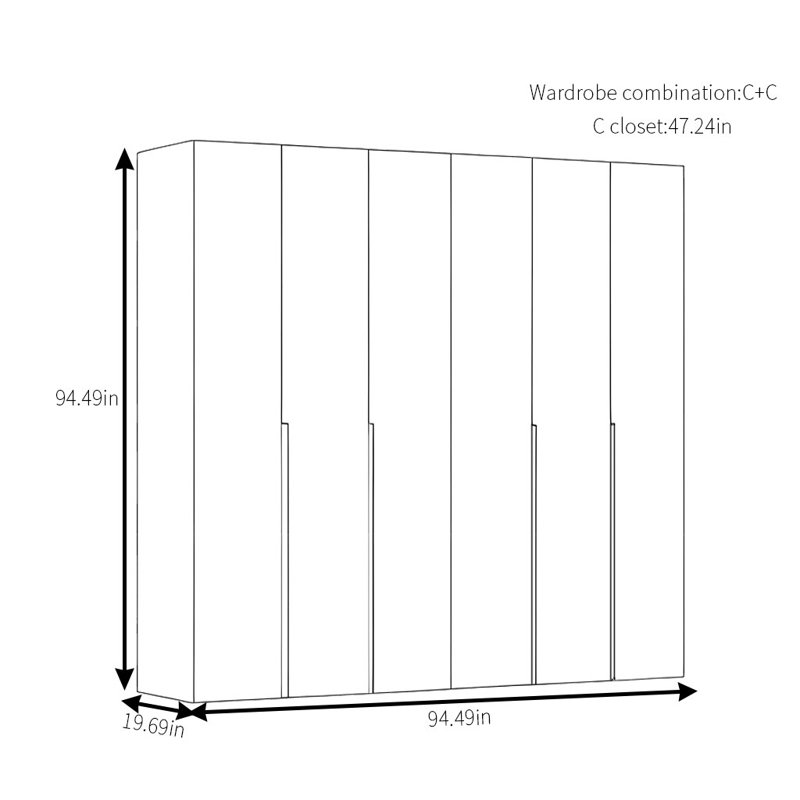 Armoire simple en noyer moderne, H 94,49 po x l 94,49 po x P 19,69 po