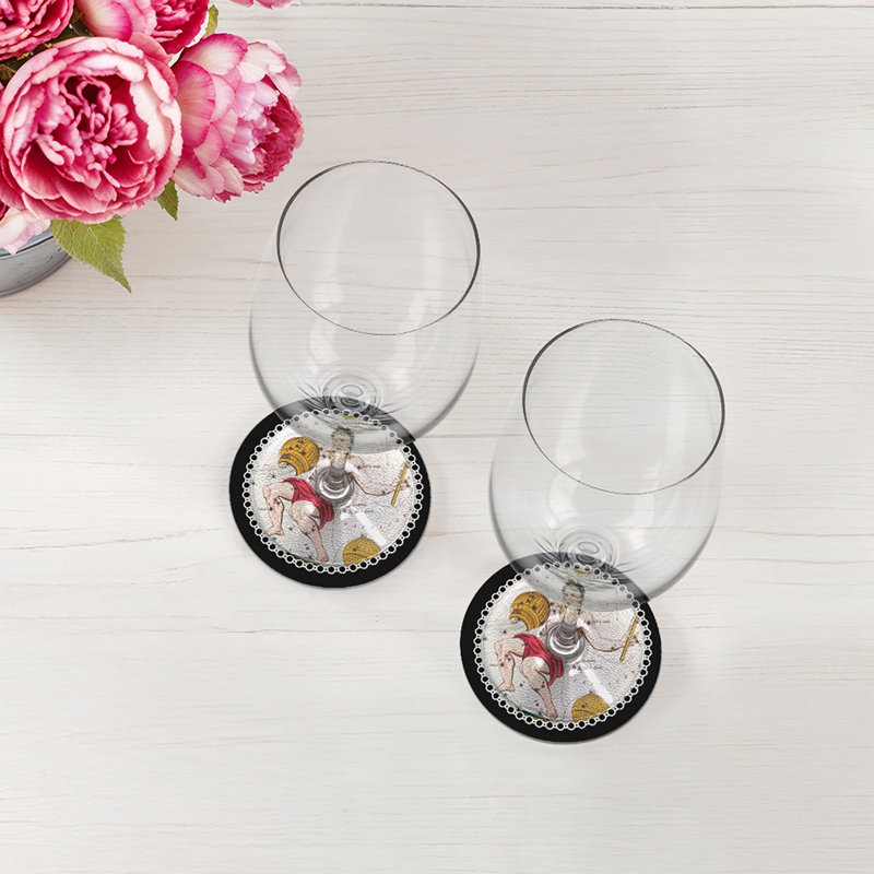 Sous-verres ronds Zodiac Aquarius, Noir