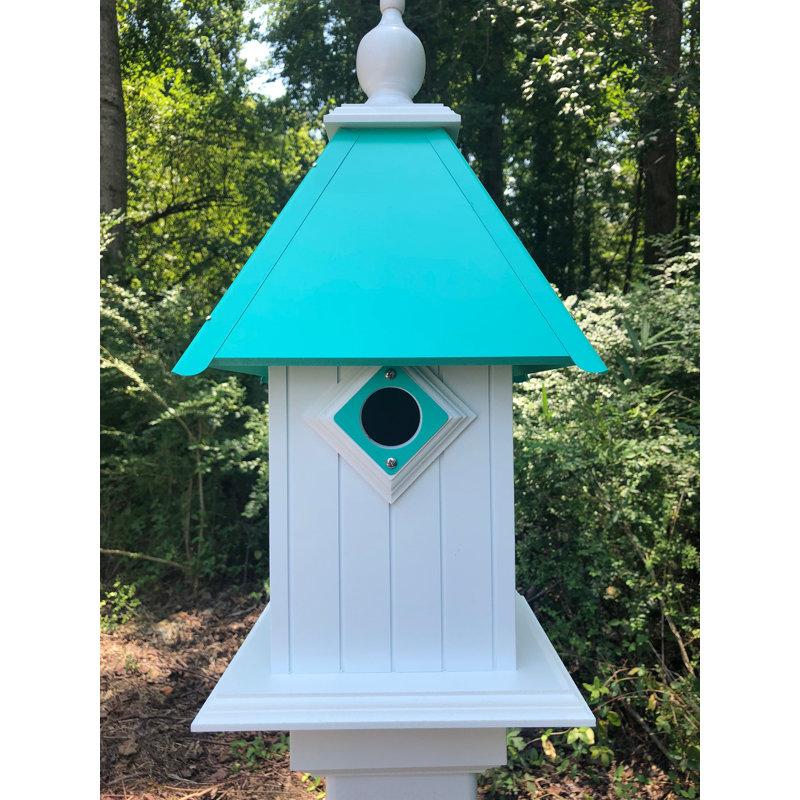 Fort Calhoun 22'' H x 13.25'' W x 13.25'' D Post Rust Resistant Birdhouse, Beach Glass