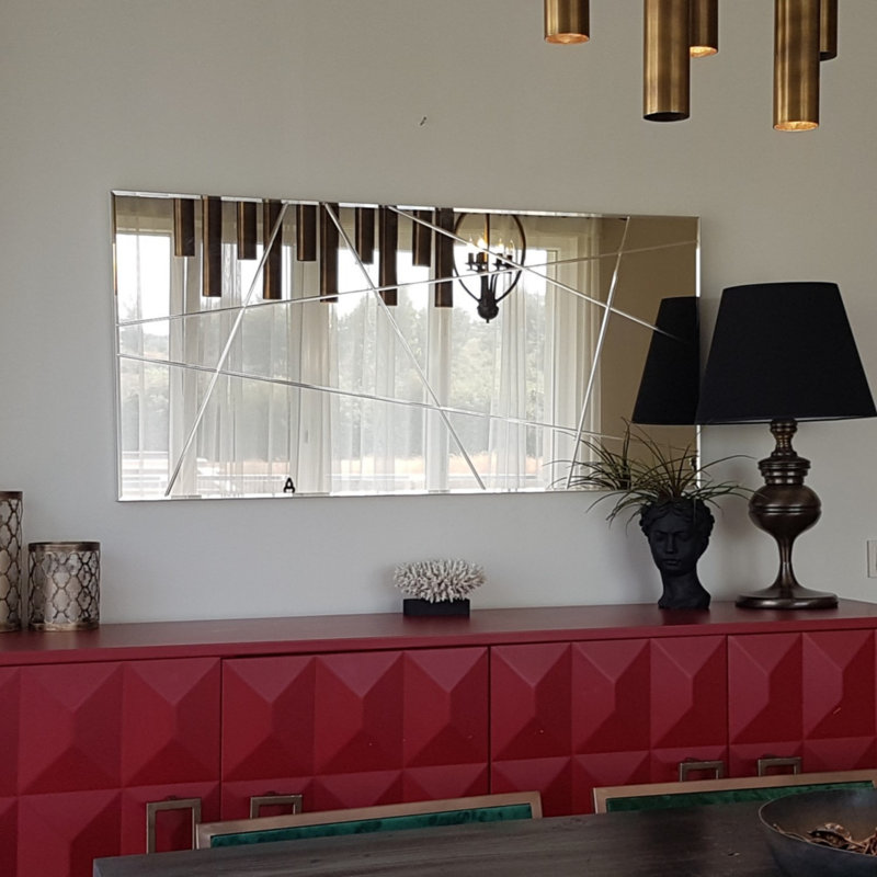 Elegant Bronze Wall Mirror, 51.2 x 24.4 x 0.9 inches | 100% MDF Construction, Assembled | Horizontally & Vertically Adjustable, Modern Abstract Geometric Design | Perfect for Home Decor & Enhancing Space