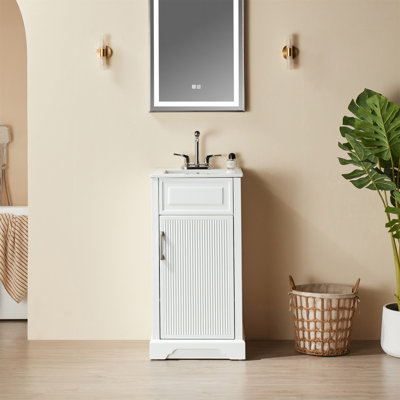 Meuble-lavabo simple autoportant de 18 po avec plateau entièrement assemblé