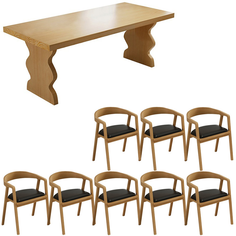 Ensemble de table à manger moderne et simple en bois massif., H 29,5 po x L 86,6 po x l 35,4 po