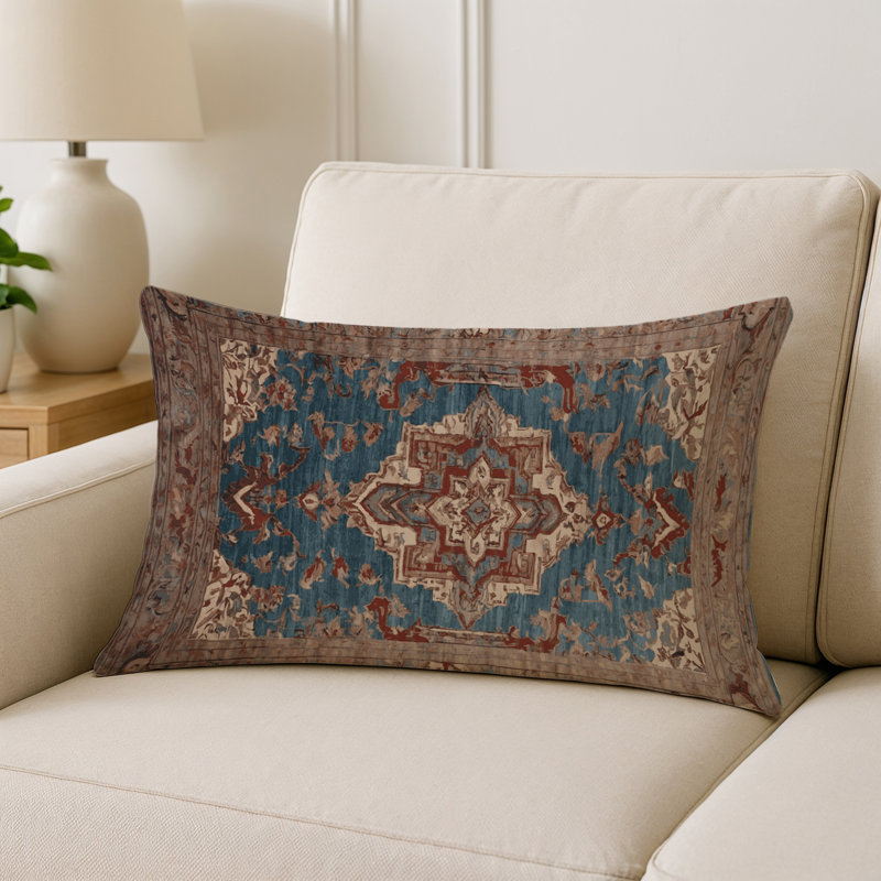 Coussin décoratif intérieur et extérieur Modern, Gris / bleu acier oriental, Rectangle H 25 po x l 18 po