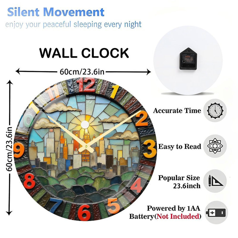 Horloge murale vitrail de l'horloge murale 24 po