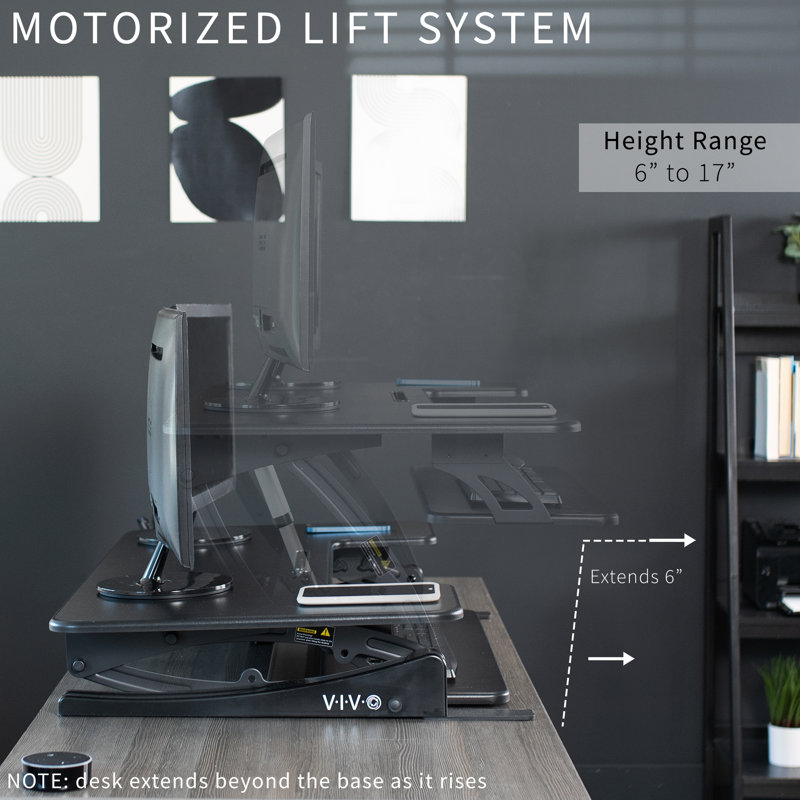 Black Steel Electric Height Adjustable Standing Desk Converter
