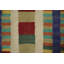Tapis kilim à rayures vibrantes et motifs géométriques 7 x 10