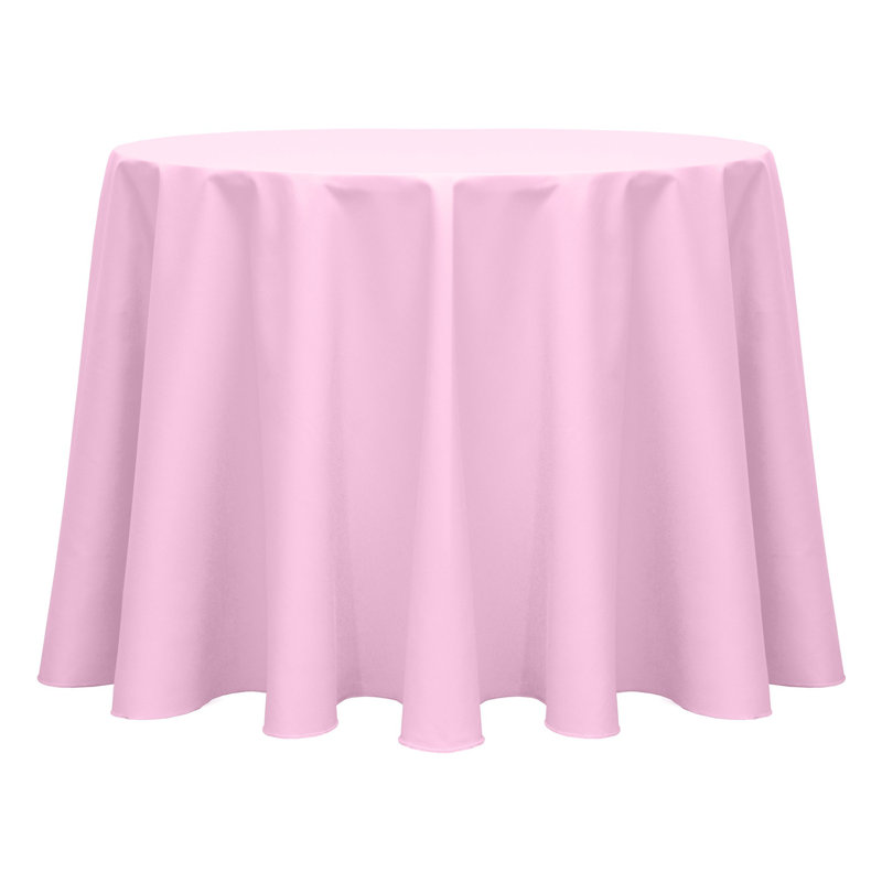 Solid Color Round Tablecloth, 84" x 84", Light Pink