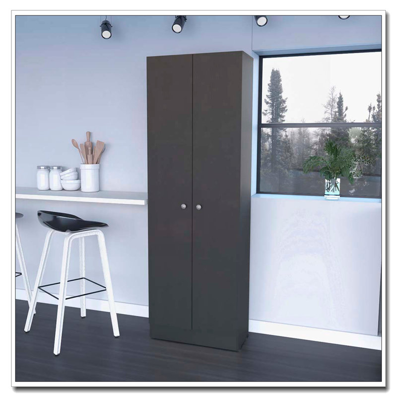 Buxton Rectangle 2-Door Storage Tall Cabinet Black Wengue, Black