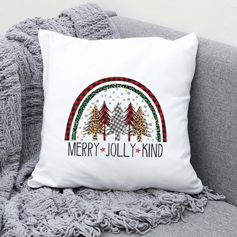 Christmas Rainbow4 Reversible Throw Pillow, 14" x 14"