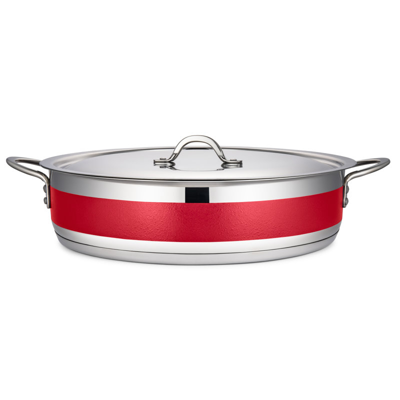 Casserole en acier inoxydable avec couvercle Bon Chef, Rouge, 9 pte