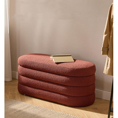 Tabouret de rangement ovale en laine d'agneau