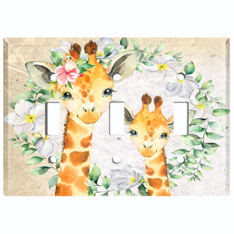 Plaque murale mignonne avec girafe et girafe orange