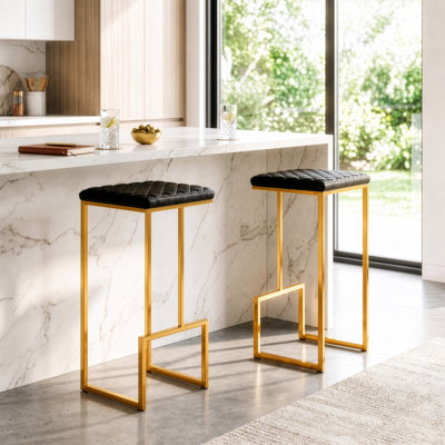 Tabouret de bar rembourré en cuir Mengia
