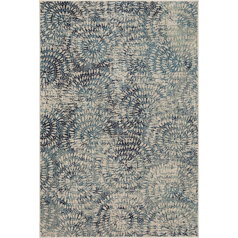 Gray Floral Easy Care Synthetic 2' x 3' Area Rug