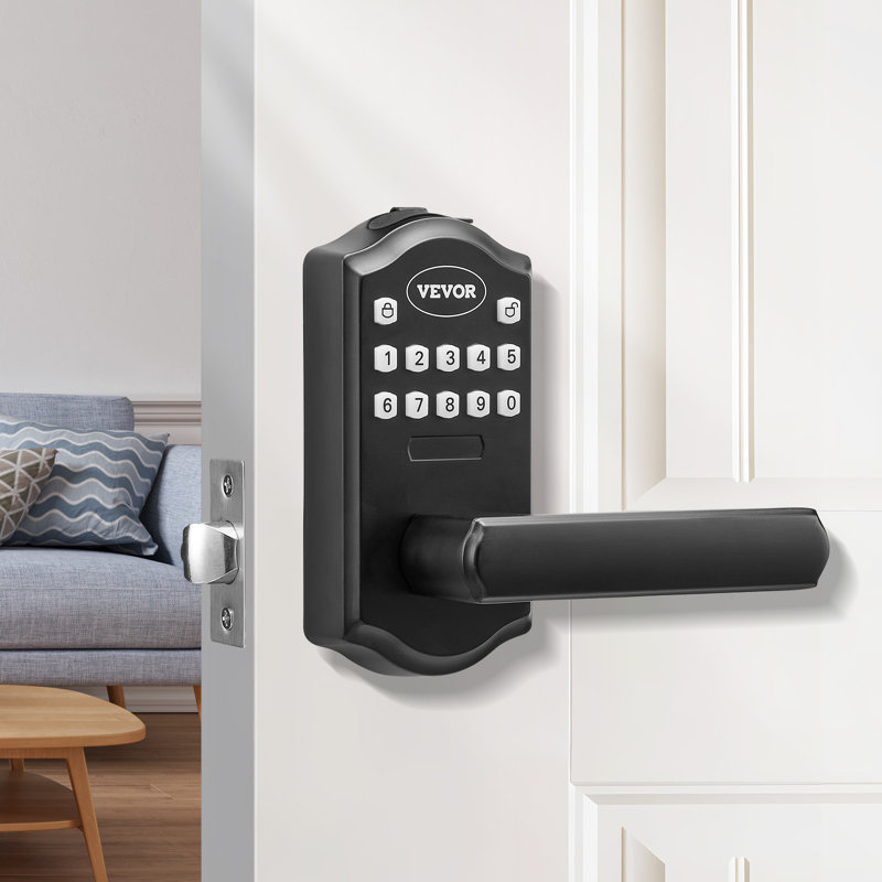 Matte Black Keyless Entry Door Lock with Handle