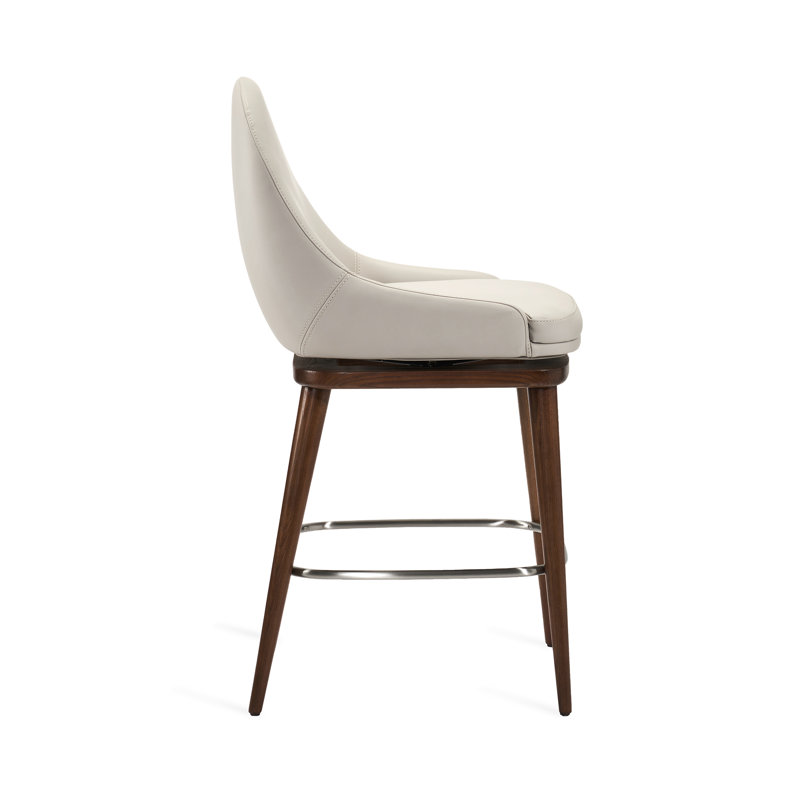 Harper Swivel Bar Stool, St Tropez Gray, Walnut/Satin Nickel, Counter Stool (26” Seat Height)