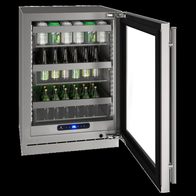 U-Line 24"W. 5 Class Compact Refrigerator - Stainless Steel Frame with Glass