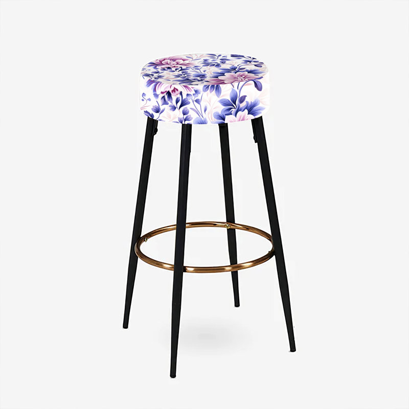 Moroccan Damask Poppies Intrigue - Ensemble de 2 tabourets de bar damassés