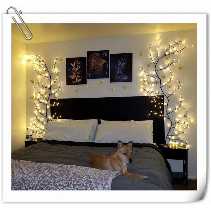 Vines For Home Decor With Remote Control On\/Off Timmer Dim,Christmas Decorations Artificial Tree Branches With 144 Leds Enchanted Willow Vine For Indoor Walls Bedroom Décor(1PCS)