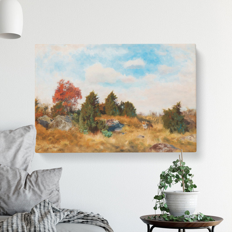 Fox In Autumn by Bruno Liljefors - Wrapped Canvas Painting, 35cm H x 50cm W x 3cm D