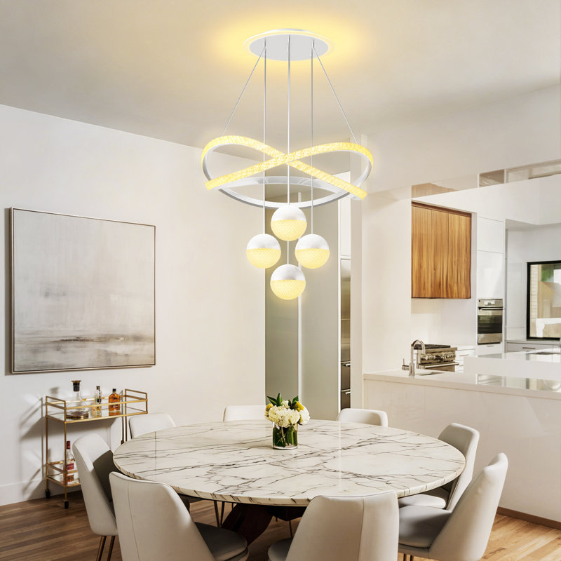 LED Geometric Chandelier, Silver