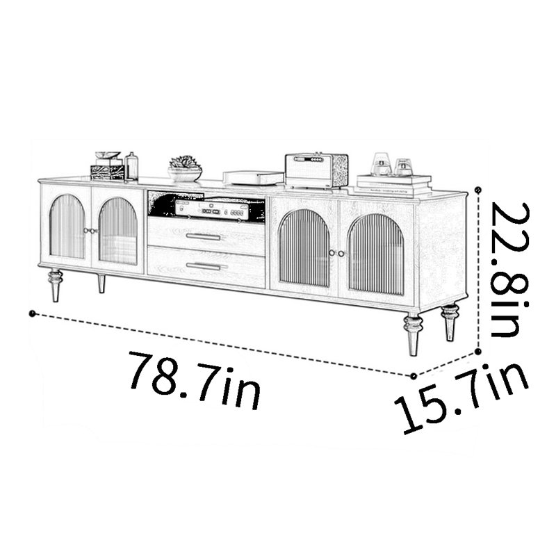 Meuble télé de style américain, H 22,8 po x L 78,7 po x l 15,7 po, Noir