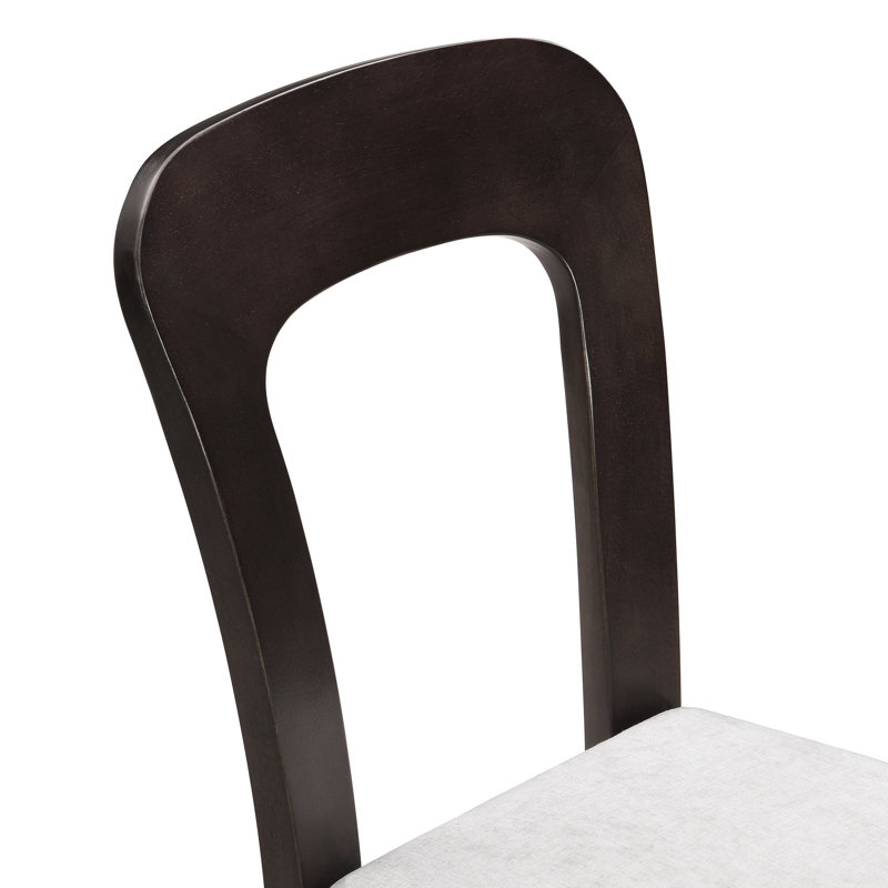 Deux chaises de salle à manger: assise rembourrée grise, pieds en bois d'hévéa brun foncé, capacité de poids de 330 lb et à la mode (2): stable en bois d'hévéa rembourré de mousse