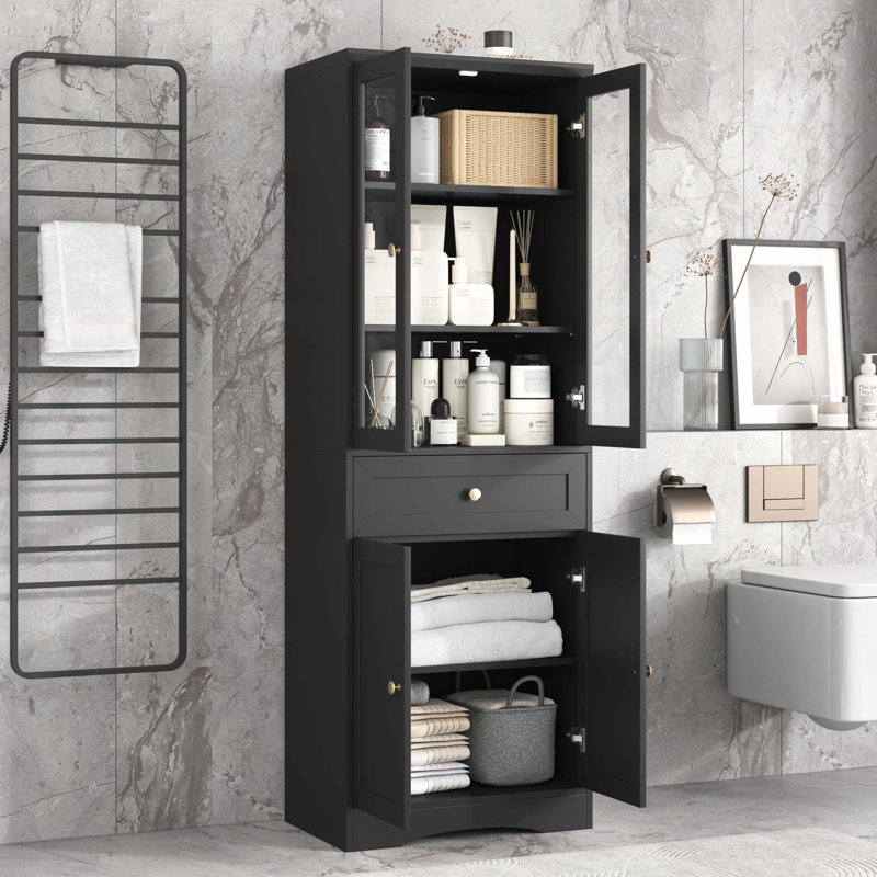 Grande armoire de rangement pour salle de bain avec tablette réglable