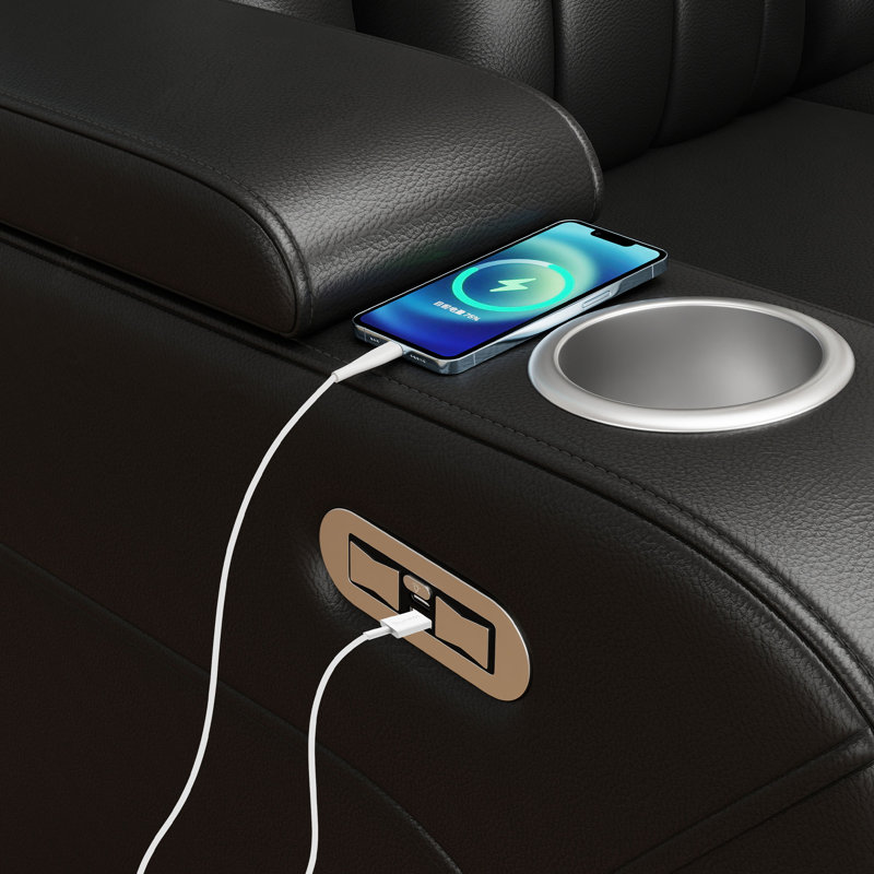 Fauteuil inclinable électrique de 38 po avec compartiment pour accoudoirs, USB et type C (ensemble de 6)
