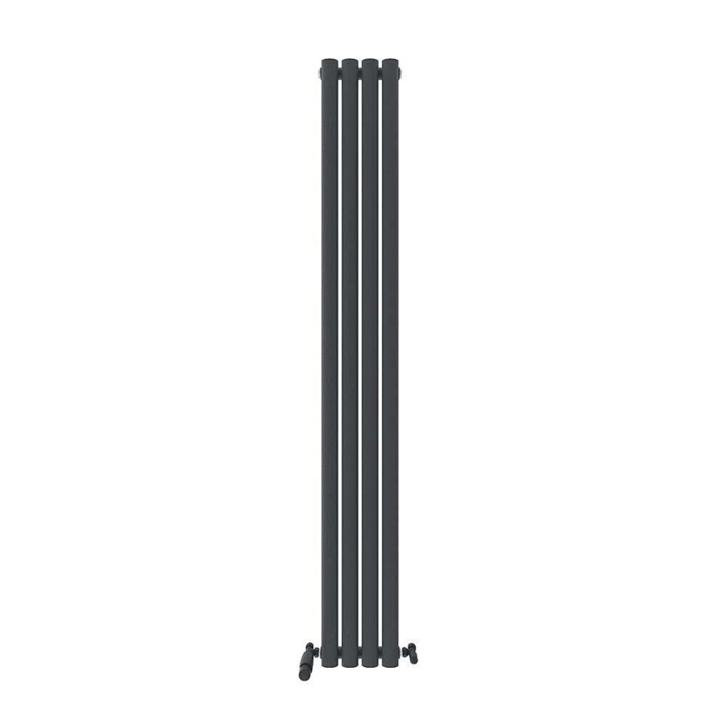 iBathUK Princia Vertical Single Oval Panel Radiator, 1800cm H x 240cm W x 55cm D, Grey