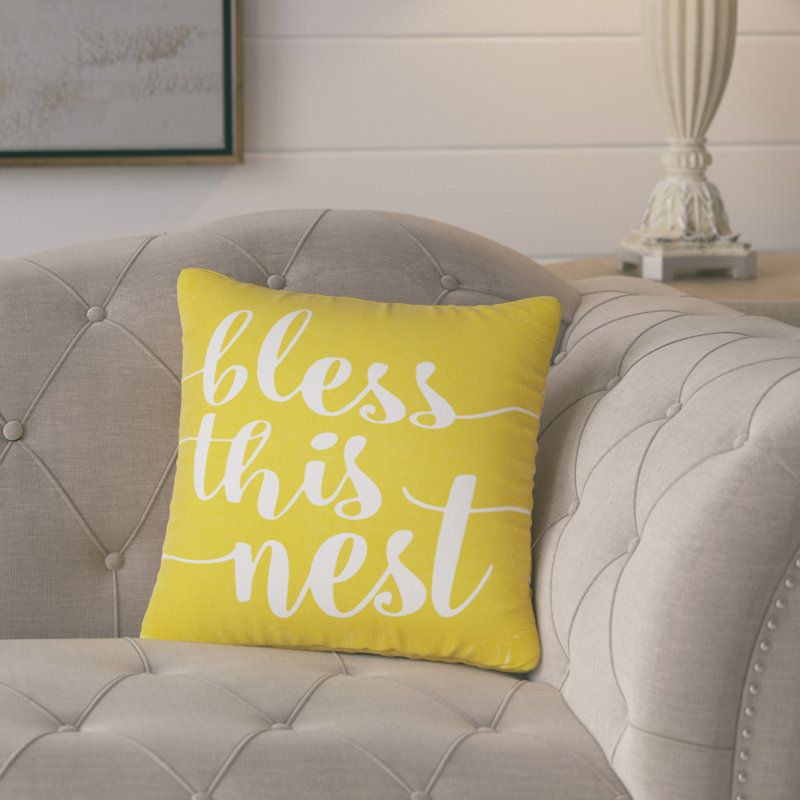 Cotton Throw Pillow, 20" H x 20" W x 8" D, Yellow