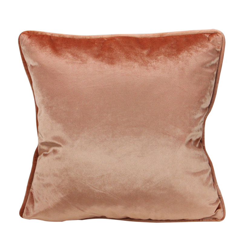 17" Plush Velvet Solid Square Throw Pillow with Piped Edging, Berry Purple