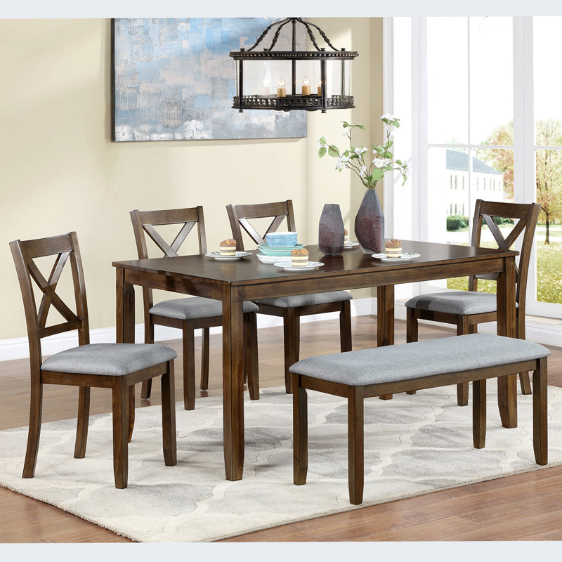 Table de salle à manger rectangulaire avec banc, table de cuisine idéale avec banc pour les petits espaces, assurant une salle à manger confortable et élégante