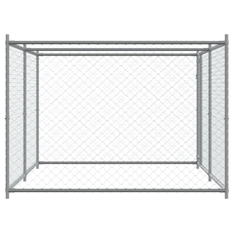 Cage pour chien en acier galvanisé gris