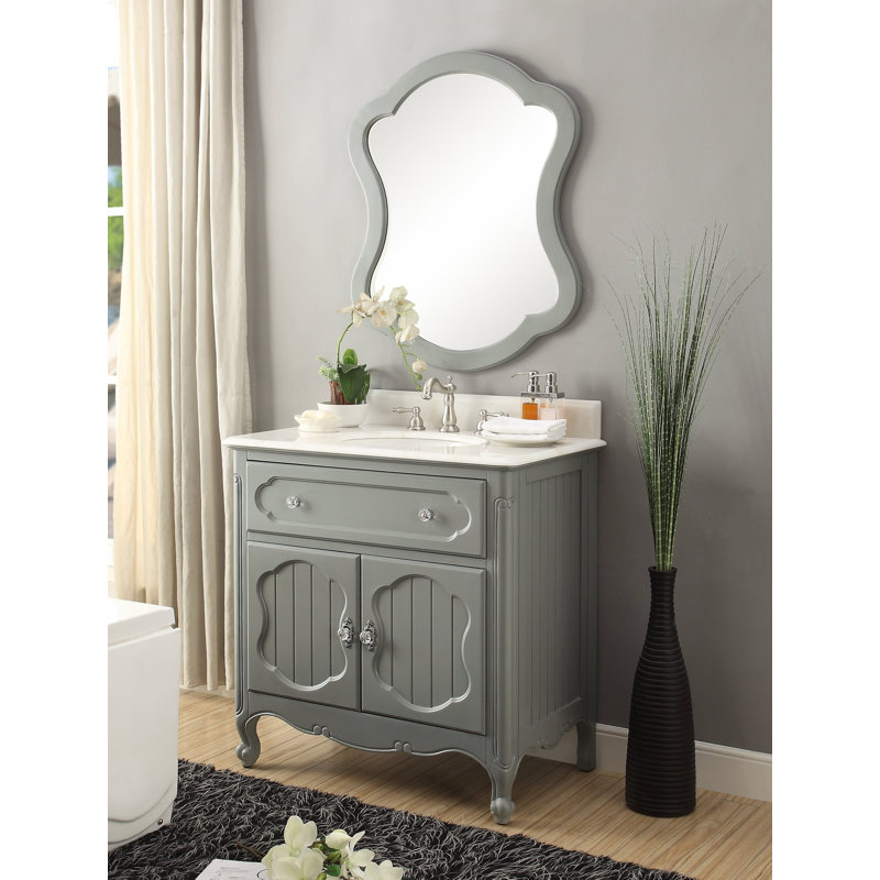 Ensemble de meuble-lavabo de salle de bain simple avec miroir 34 po Albertine