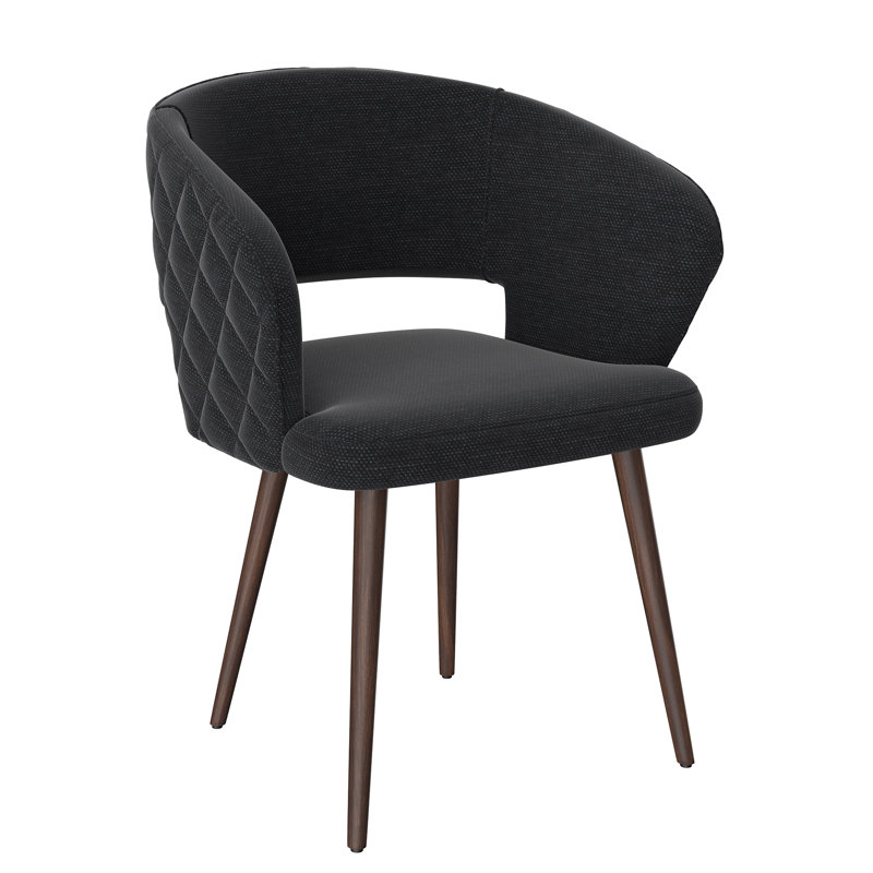 Ginnie 19.09'' H Tufted Fabric Upholstered Side Chair, Black, Brown