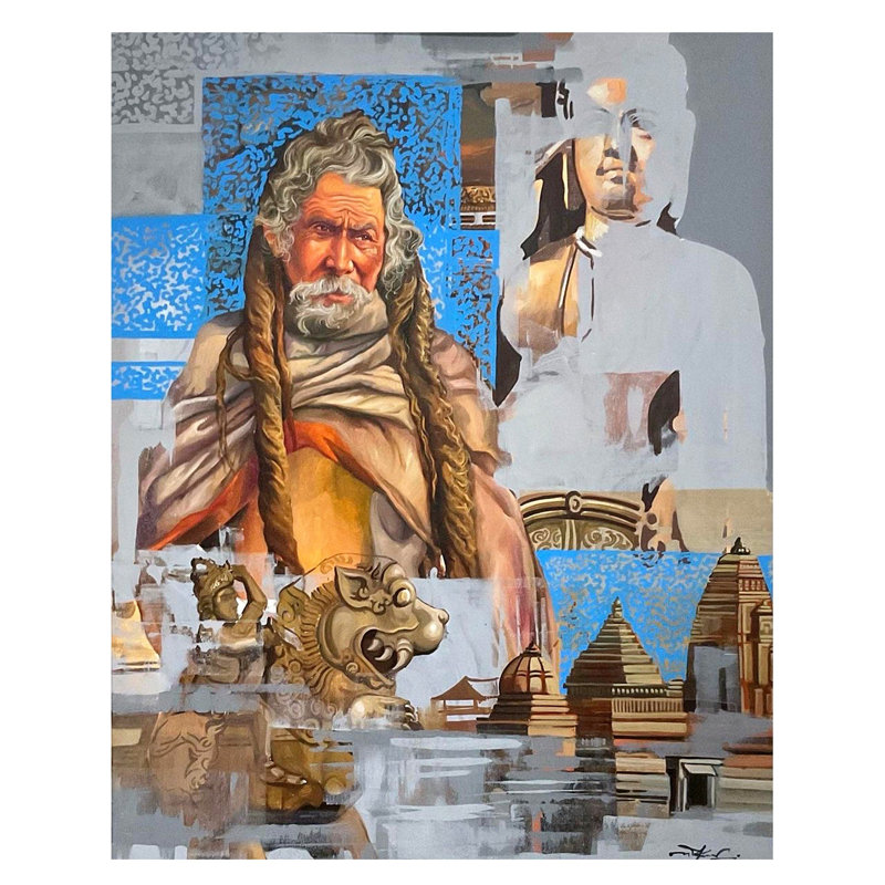 Bharat Darshan, peinture de Mk Goyal | Technique mixte sur toile