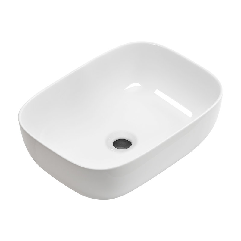 White Porcelain Ceramic Above Counter Small Vessel Sink For Bathroom Vanity | Gift Idea