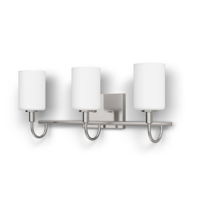 Rowley 3 Light Frosted Dimmable Vanity Light, Brushed Nickel