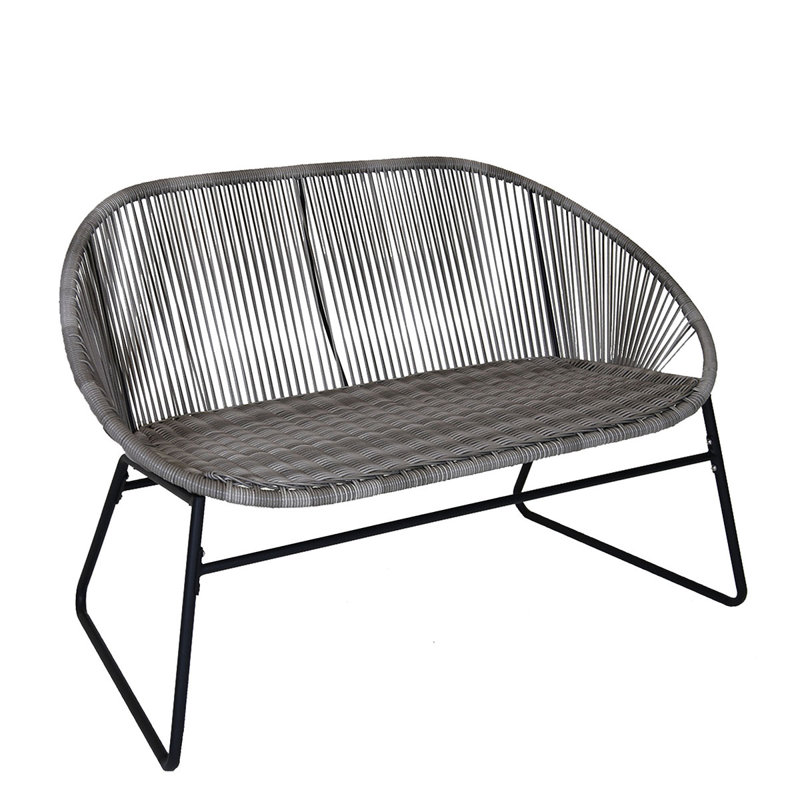 Egishe Rattan Traditional Bench, Grey