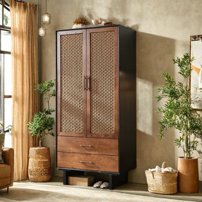 Simple and Retro Rattan Wardrobe